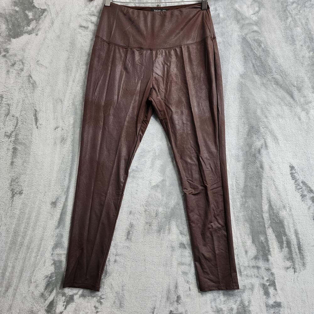 Rachel Zoe Leggings Womens L Brown Faux Leather Pull On Ankle Stretch‎ Skinny